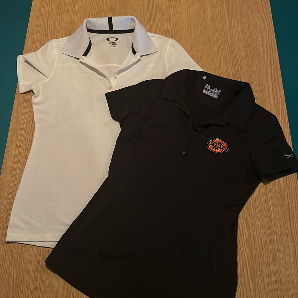 Under Armour OSU Polo—black. White polo—Big “O” is Brand